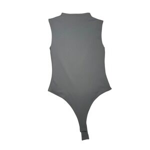 Open Edit Womens XS Sleeveless Mock Neck Snap Bottom Bodysuit Slate Blue Grey